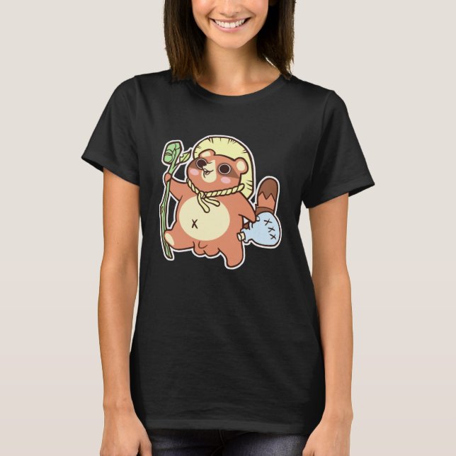 T-shirt Tanuki Japanese Racoon Dog Cute Folklore (Devant)