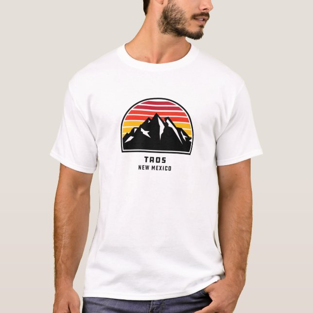 T-shirt Taos Nouveau Mexique Style Rétro Cool coucher de s (Devant)