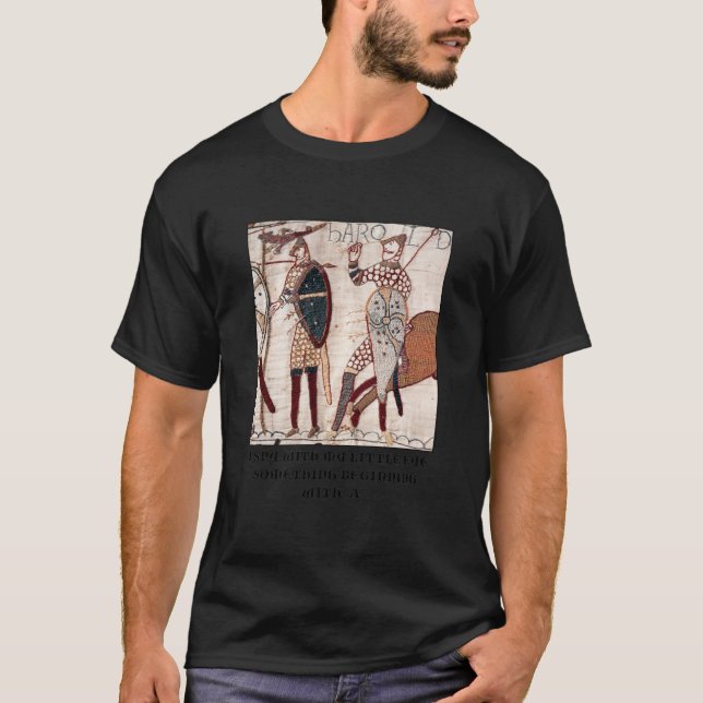 T-shirt Tapisserie de Bayeux - J'espionne Avec Mon Petit O (Devant)