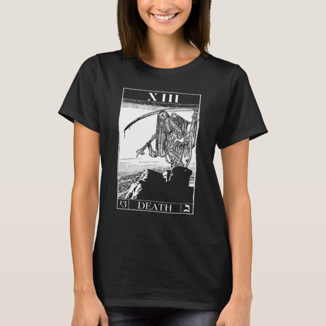 T-shirt Tarot carte de mort Squelette crâne d'horreur os G (Devant)