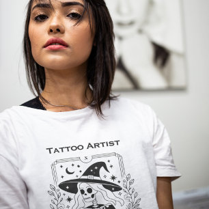 T-shirt Tarot gothique Squelette mystique floral céleste