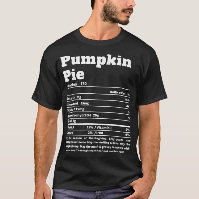 T-shirt Tarte citrouille Faits nutritionnels Drôle Thanksg (Devant)