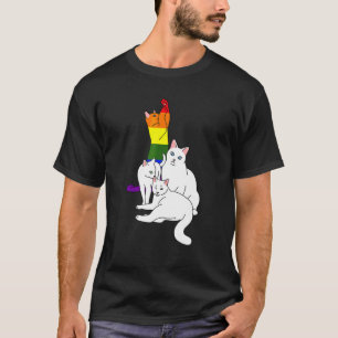 T-shirt Tas de chats Lgbt Q Gay Pride Drapeau Arc-en-ciel 