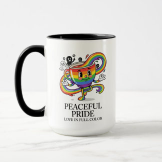 T-Shirt Tasse à Café Arc-en-Ciel Rétro Paisible Fi