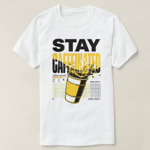 T-shirt Tasse à café jaune néon punk Stay Caffeinated