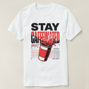 T-shirt Tasse à café rouge néon punk Stay Caffeinated