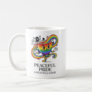 T-Shirt Tasse de Café Arc-en-Ciel Rétro Paisible F