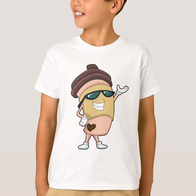 T-shirt Tasse de café avec lunettes de soleil (Devant)