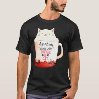 T-shirt Tasse de café chat crème Chat de Neko Tasse à ca