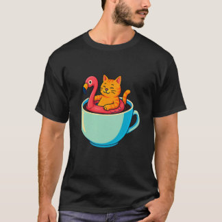 T-shirt Tasse de café Flamingo Floatie Chat Drôle Chill Ki