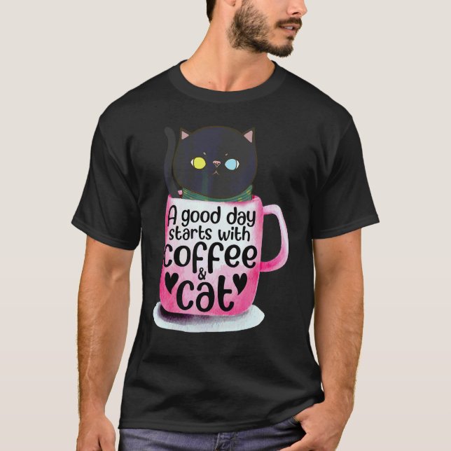 T-shirt Tasse de café pour chat pour chat (Devant)