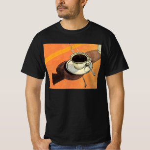 T-shirt Tasse de café vintage, soucoupe, cuillère, diner r
