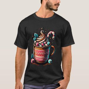 T-shirt Tasse de Chocolat Chaud avec Canne à Bonbons