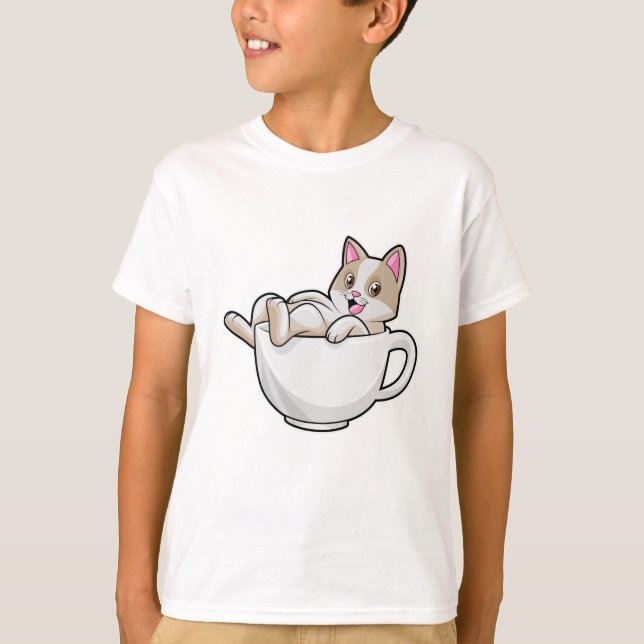 T-shirt Tasse de thé de chat (Devant)