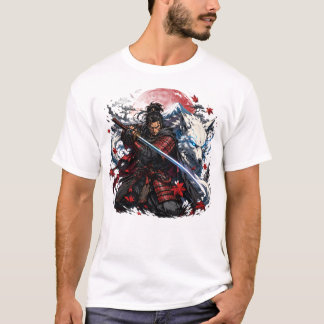 T-shirt Tasse Samouraï et Loup Blanc | Fant Fantastique Gu