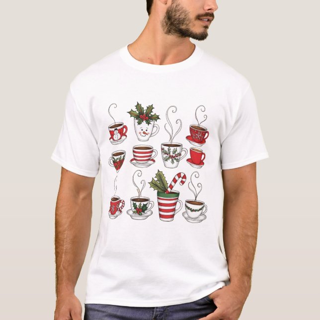 T-shirt Tasses à thé drôles pour Noël  (Devant)