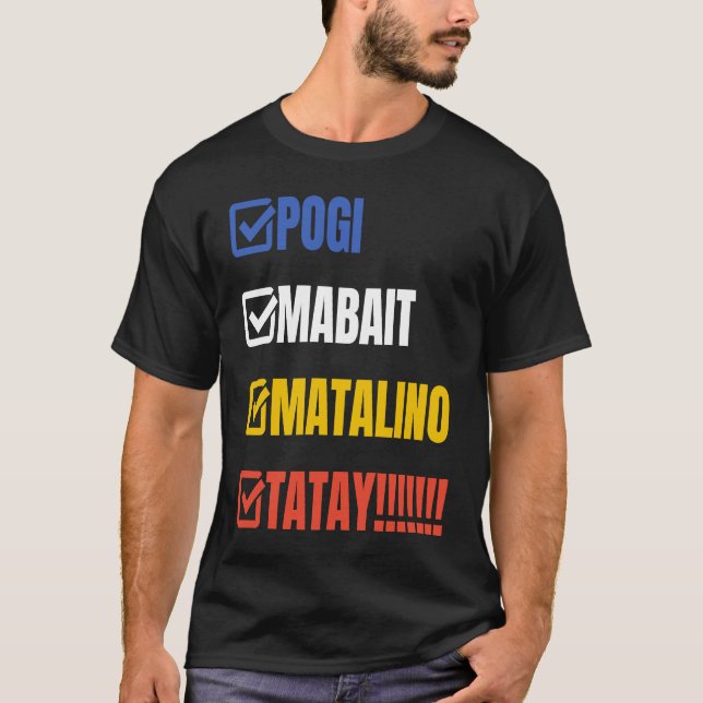 T-shirt Tatay Père Pogi Mabait Matalino Tatay (Devant)