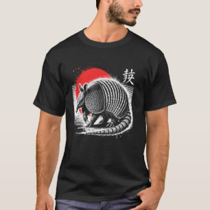 T-shirt Tatou. Superbe Animal Sumi-e Coucher de soleil