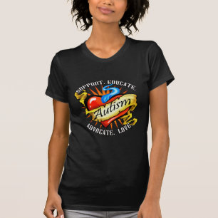 T-shirt Tatouage classique de coeur d'autisme