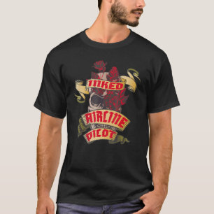 T-shirt Tatouage crâne encré et roses rouges du pilote de