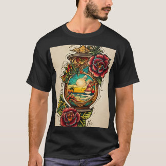 T-shirt "Tatouage Cupide Traditionnel avec Coeur, Bow,