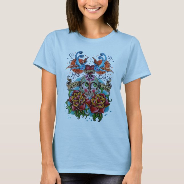 T-shirt Tatouage de crâne de sucre (Devant)
