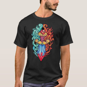 T-shirt Tatouage de Dagger d'incendie et d'eau