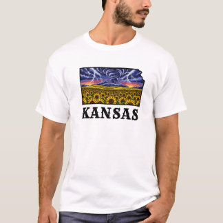 T-shirt Tatouage de l'état du Kansas Tournesols et tornade