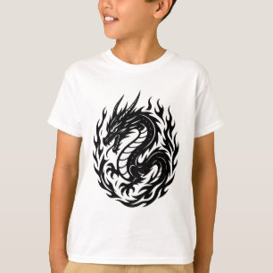 T-shirt Tatouage de style Dragon de Feu Enroulé