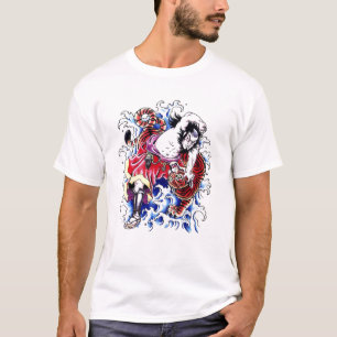 T-shirt Tatouage oriental frais de guerrier et de tigre