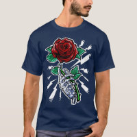 Tatouage Squelette main Rose rouge Fleur