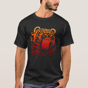 T-shirt Tatouage Tiger Tête Tribal Style Orange Grad