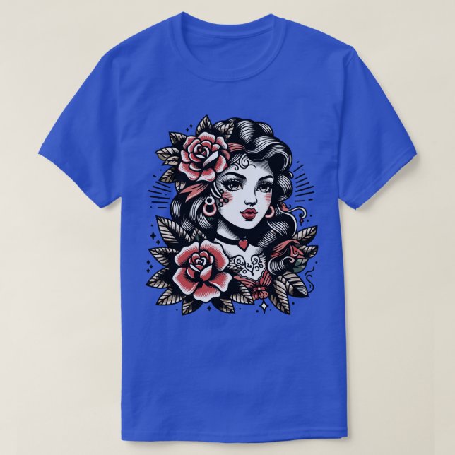 T-shirt Tatouage traditionnel de la fille tzigane (Design devant)