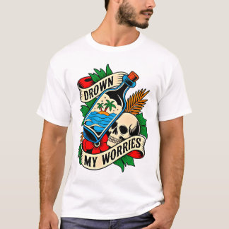 T-shirt Tatouage Tropical Skull & Sunset | Idée Cadeau Ori