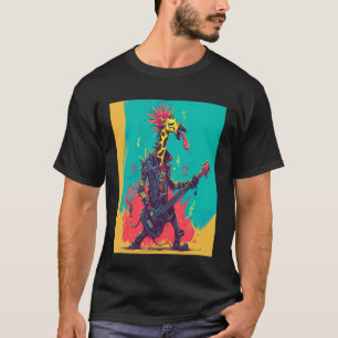 T-shirt Tatouages de girafe Rock Punk Percings Mohawk Guit