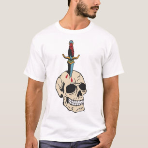 T-shirt tattoo dague tranperce crane tete de mort old scho