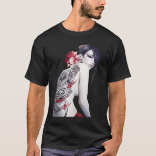 T-shirt Tattoo Irezumi Femme dragon japonais asiatique fil