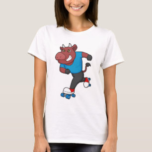 T-shirt Taureau à Patinage en ligne avec Patins à rouleaux