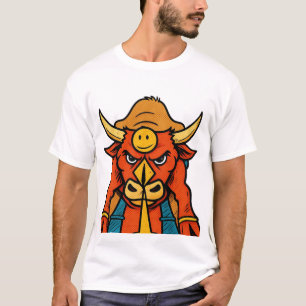 T-shirt Taureau Guerrier Dessin Animé Mignon C