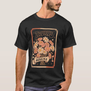 T-shirt Taureau Sérène Floral Zodiaque Signe Terre Aesthét