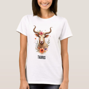 T-shirt taureau zodiaque bohème aquarelle
