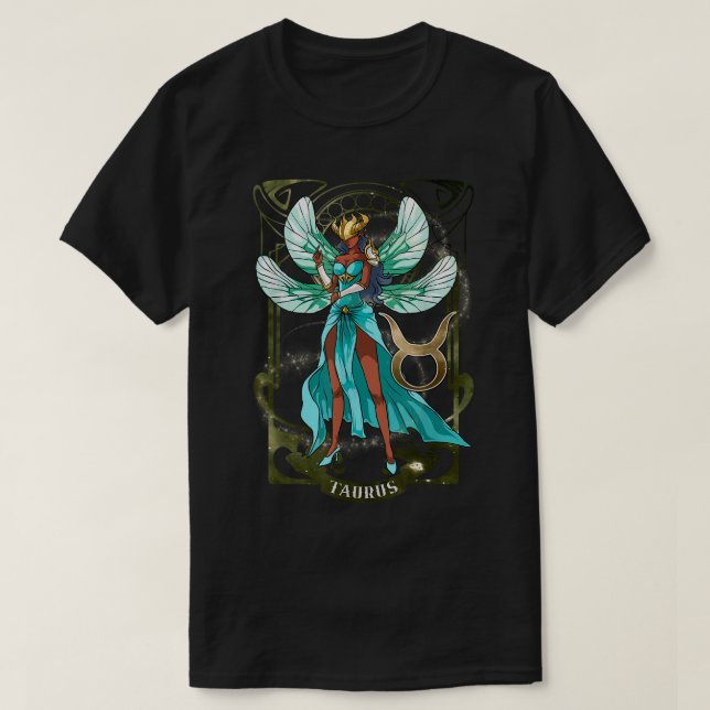 T-shirt Taurus Anime Fées d'anniversaire Fée Taurus Black  (Design devant)