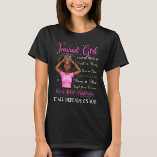 T-shirt Taurus Girl Reine noire Zodiac Anniversaire Afro F