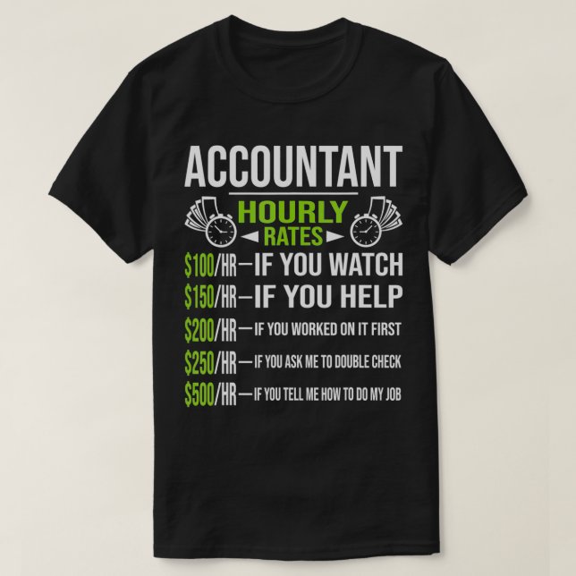 T-shirt Taux horaires comptables Comptabilité amusante CPA (Design devant)