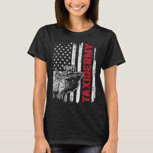 T-shirt Taxidermy USA Drapeau Taxidermiste Cerf fourrage A