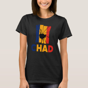 T-shirt Tchad Tchadien Drapeau Tchad Autruche Animal Silho