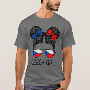 T-shirt Tchèque Fille Messy Cheveux République Tchèque Pri