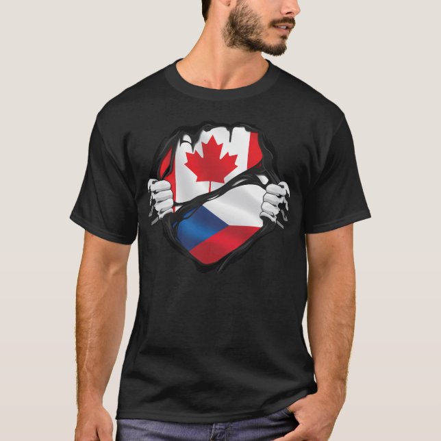 T-shirt Tchèques Drapeau des racines arrachées aux mains c (Devant)