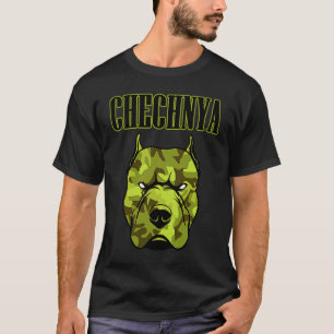 T-shirt Tchétchène Pitbull Tchétchénie Combattant Drapeau