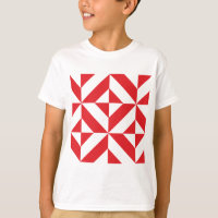 Tchry Red Geometric Deco Cube Pattern